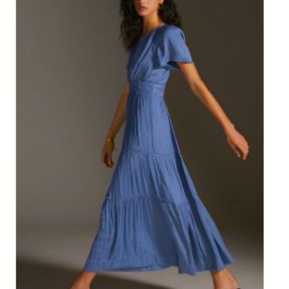 Anthropologie Steel Blue Somerset Dress